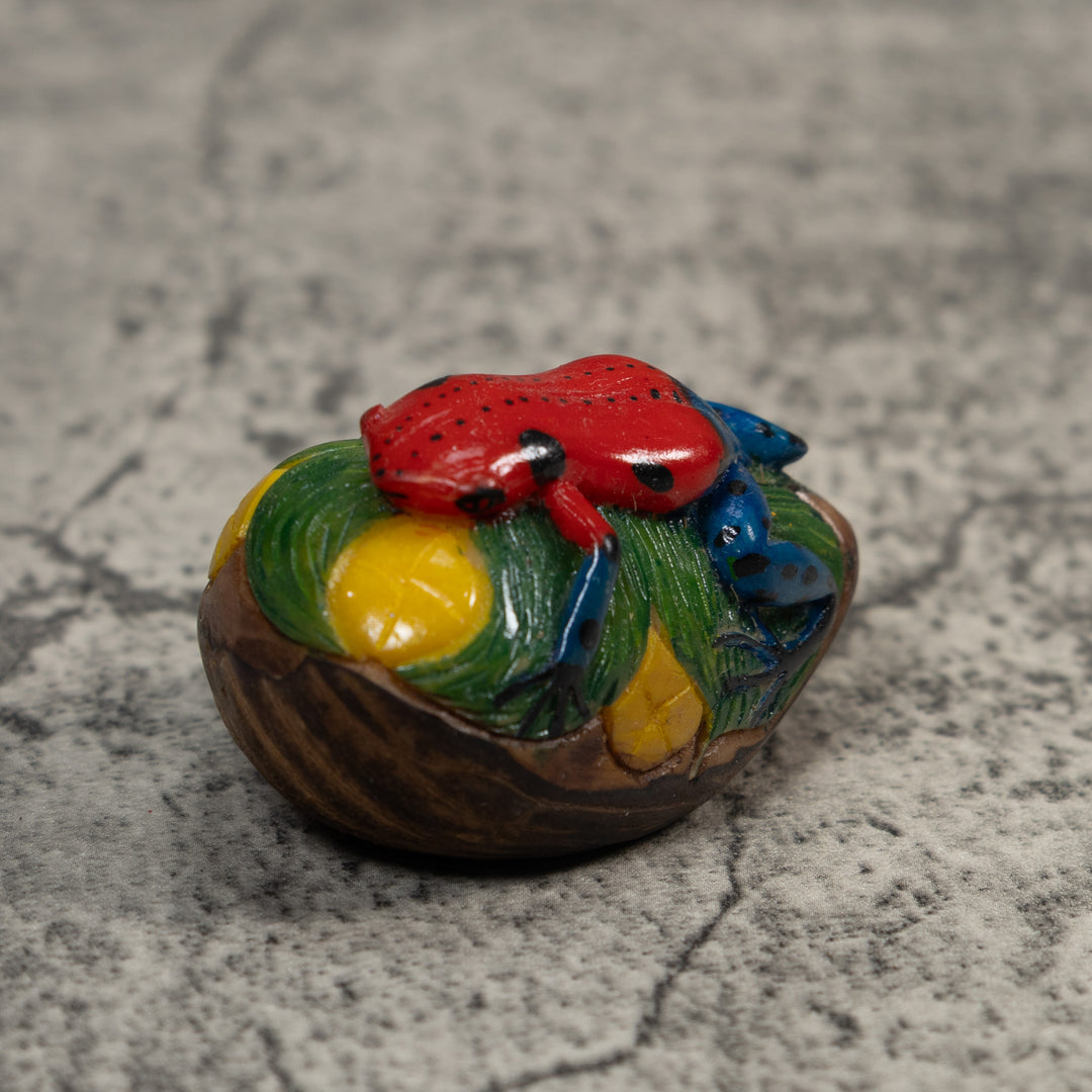 Red And Blue Poison Dart Frog Tagua Carving