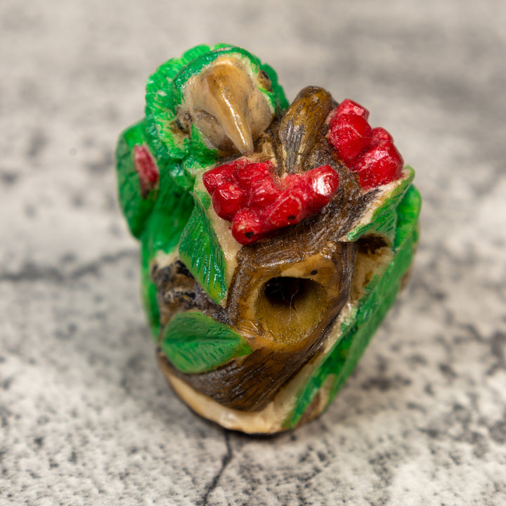 Green Parrot Bird Tagua Carving