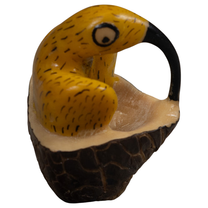 Vintage Black And Yellow Hummingbird Tagua Carving