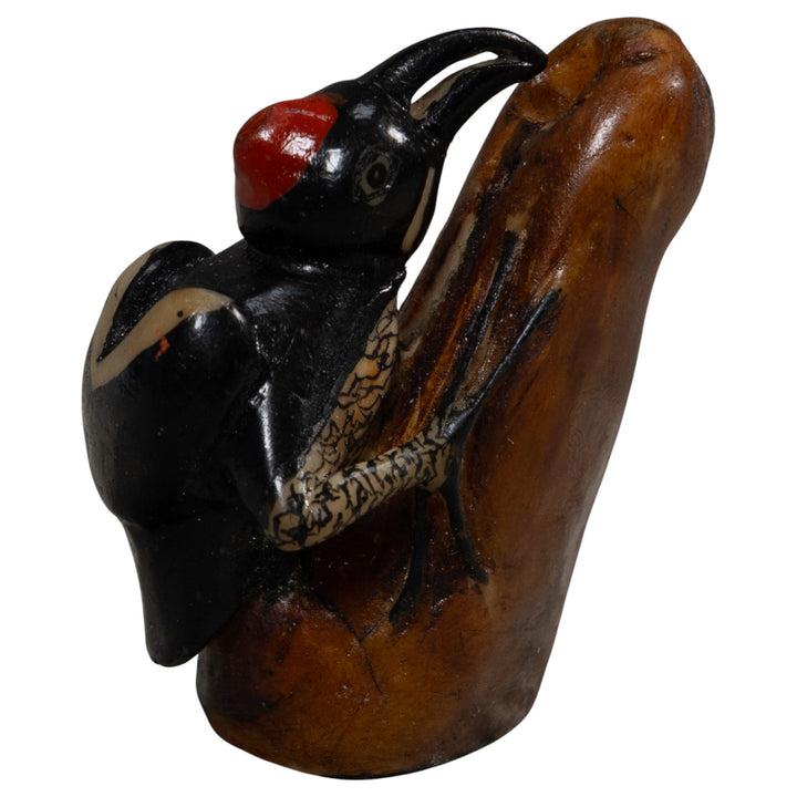 Red And Black Woodpecker Bird Tagua Carving