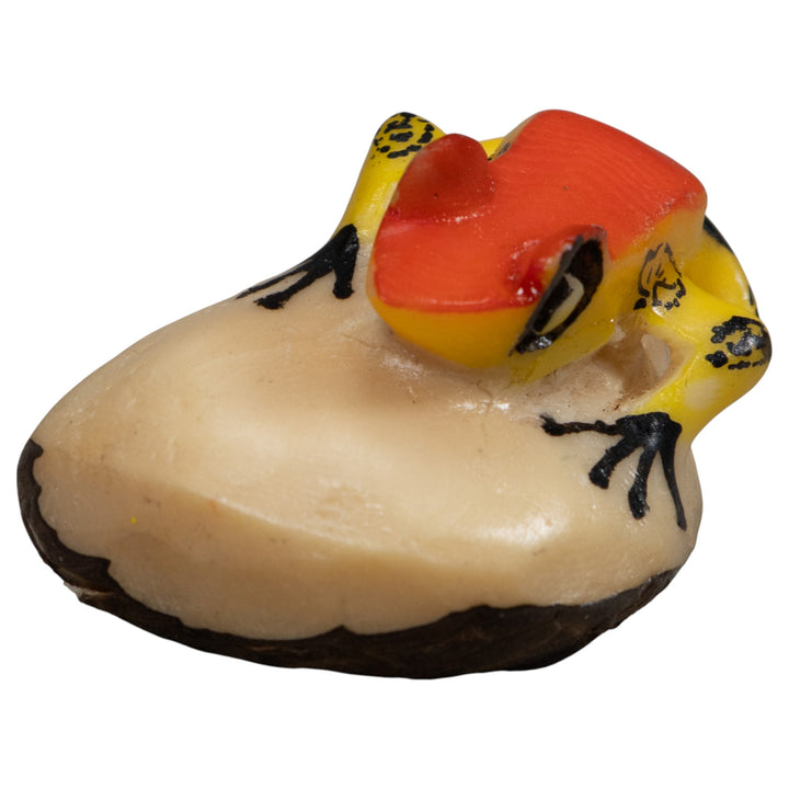 Vintage Red And Yellow Poison Dart Frog Tagua Carving
