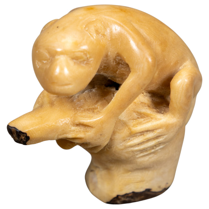 Vintage Natural White And Dyed Monkey Tagua Carving
