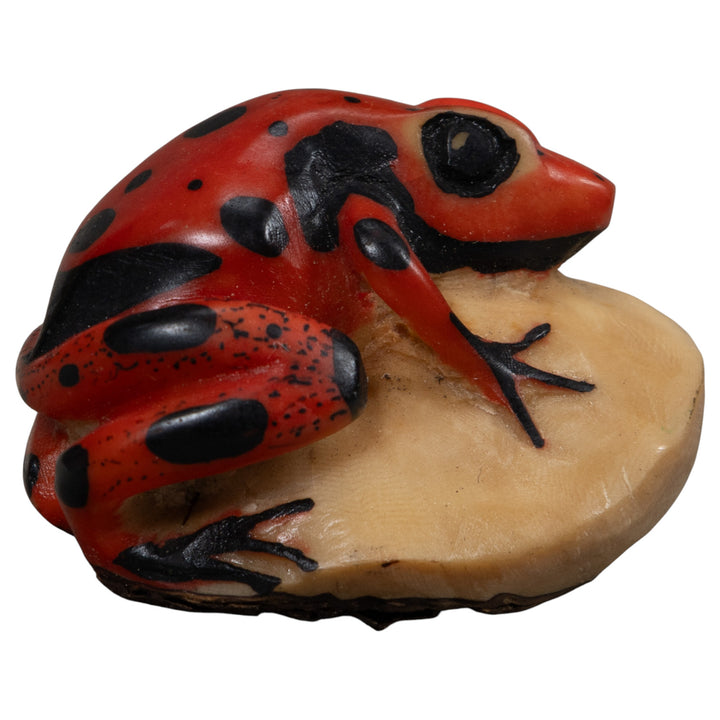 Vintage Red Poison Dart Frog Tagua Carving