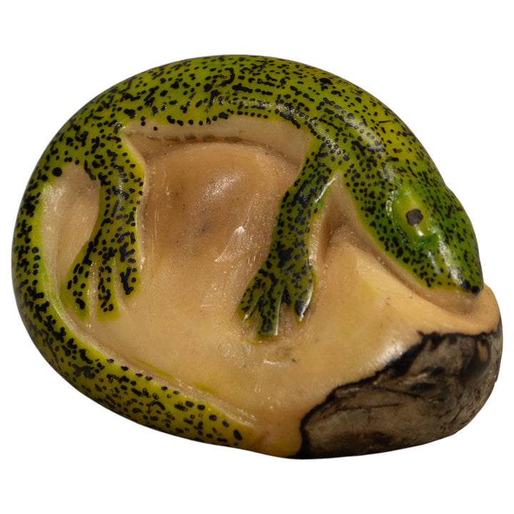 Green Gecko Lizard Tagua Carving
