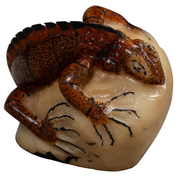 Vintage Brown Iguana Tagua Carving