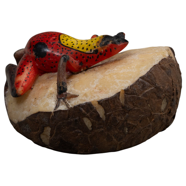 Vintage Red And Yellow Poison Dart Frog Tagua Carving