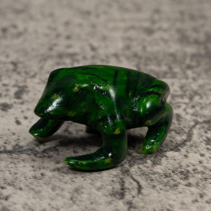 Vintage Black And Green Free-Standing Frog Tagua Carving