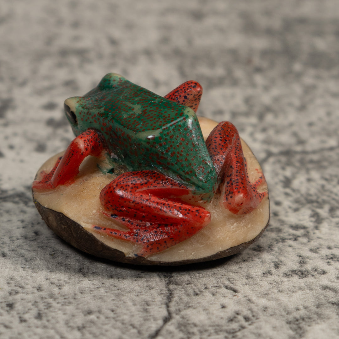 Red And Green Poison Dart Frog Tagua Carving
