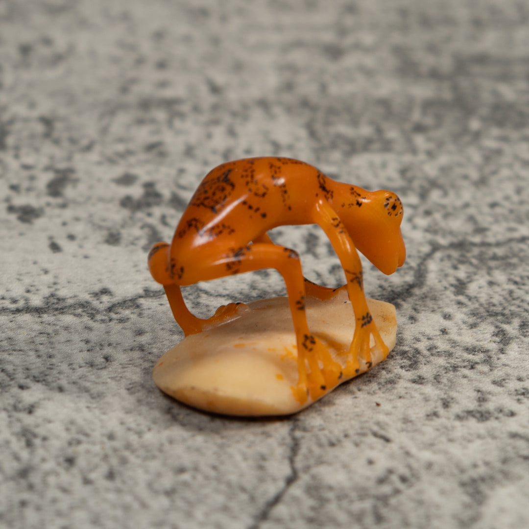 Orange And Black Undercut Frog Tagua Carving