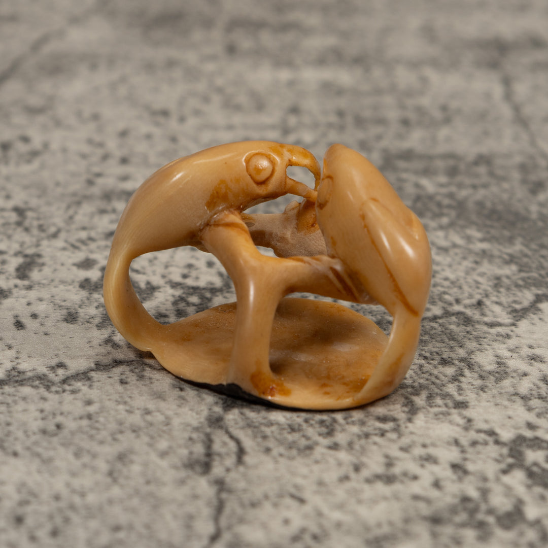 Vintage Natural Parrot Bird Tagua Carving