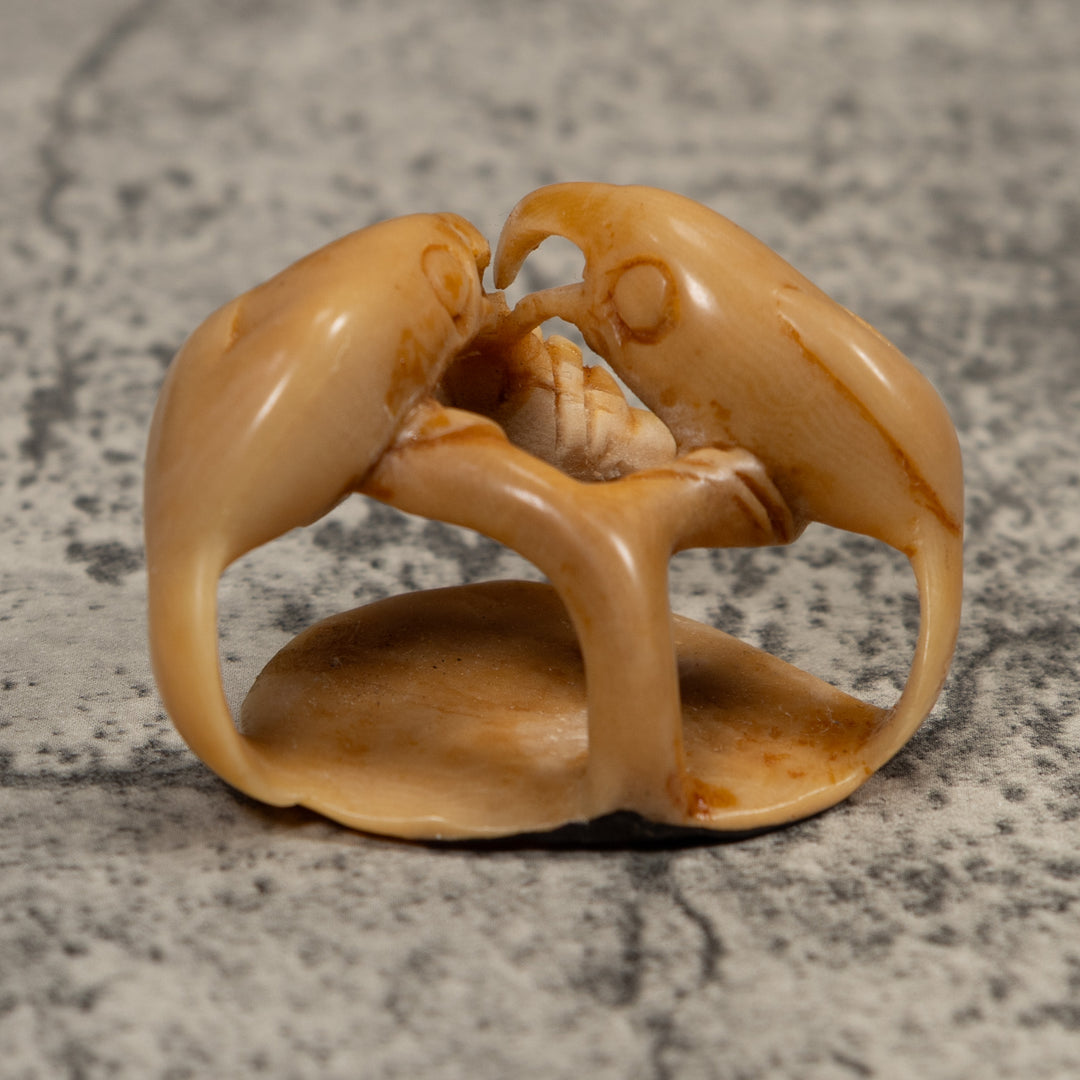 Vintage Natural Parrot Bird Tagua Carving