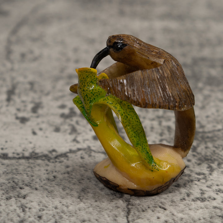 Vintage Brown Yellow And Green Hummingbird Tagua Carving