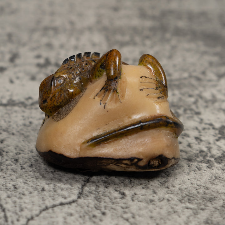 Vintage Iguana Lizard Reptile Tagua Carving