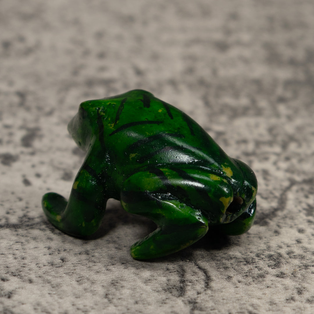 Vintage Black And Green Free-Standing Frog Tagua Carving