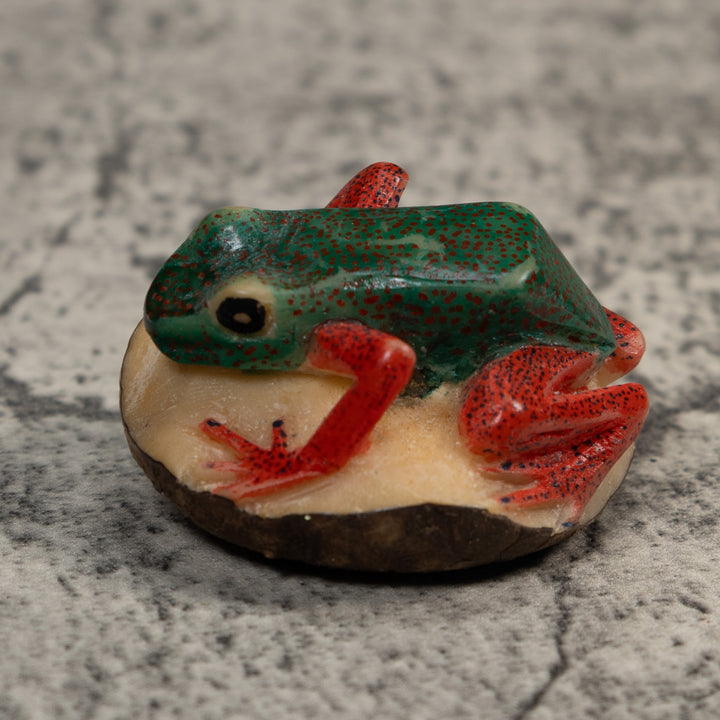 Red And Green Poison Dart Frog Tagua Carving