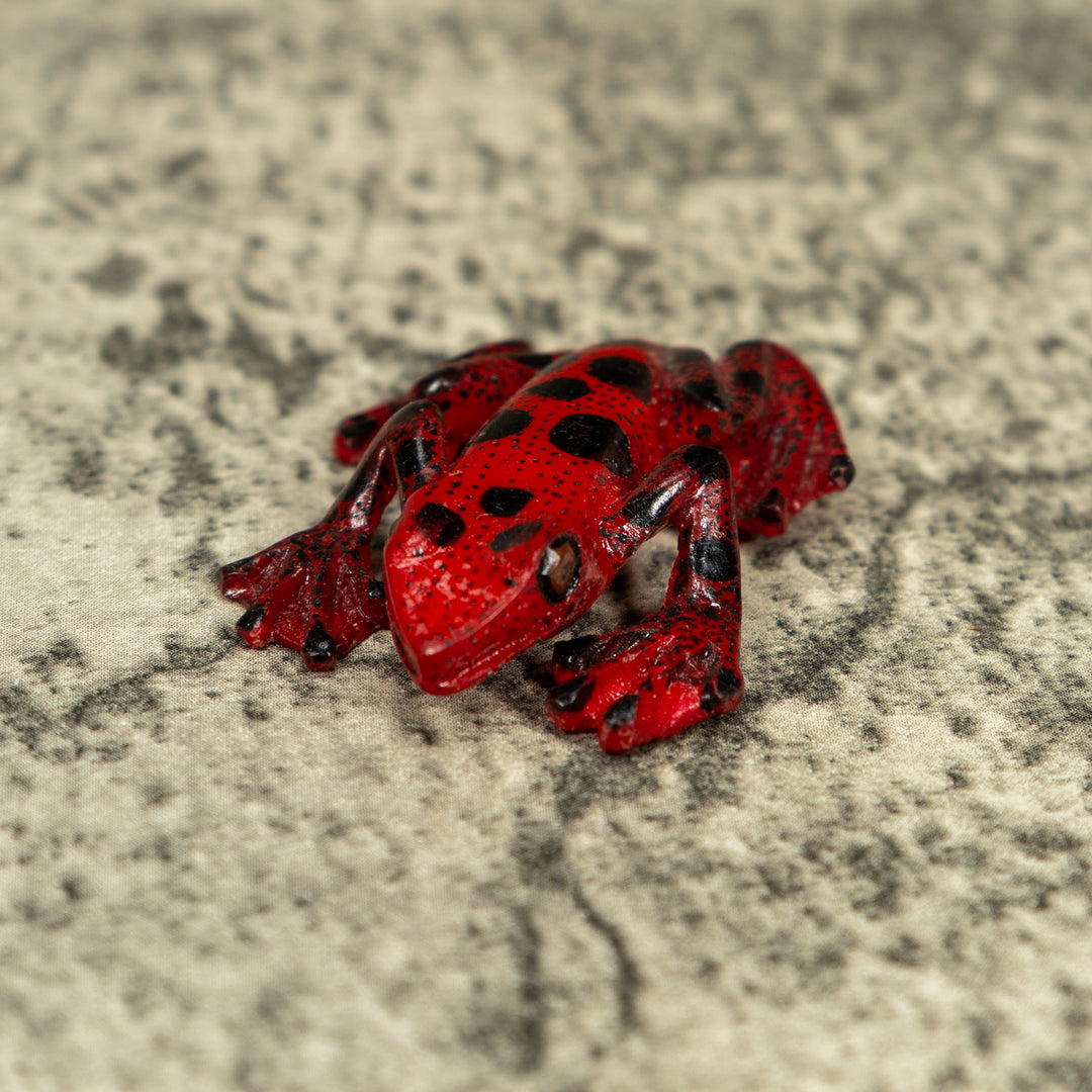 Free-Standing Red And Black Poison Dart Frog Tagua Carving