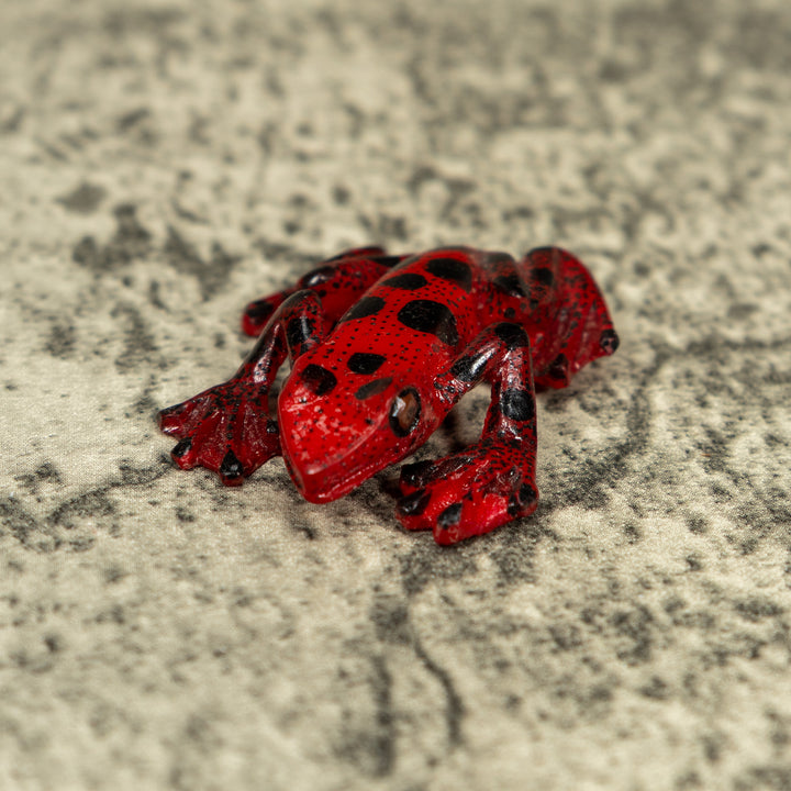 Free-Standing Red And Black Poison Dart Frog Tagua Carving