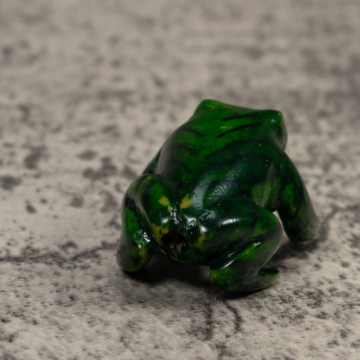 Vintage Black And Green Free-Standing Frog Tagua Carving