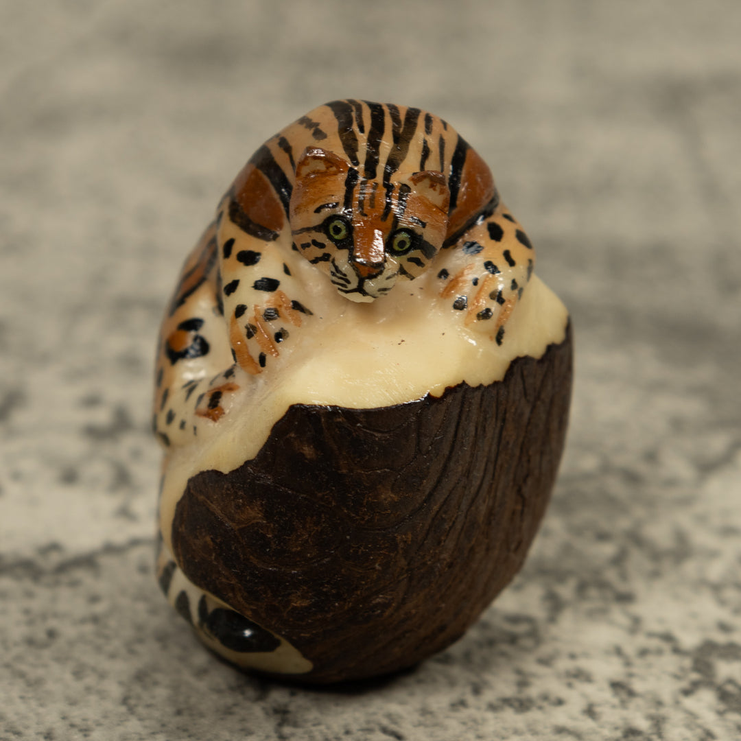 Jaguar Cat Tagua Carving