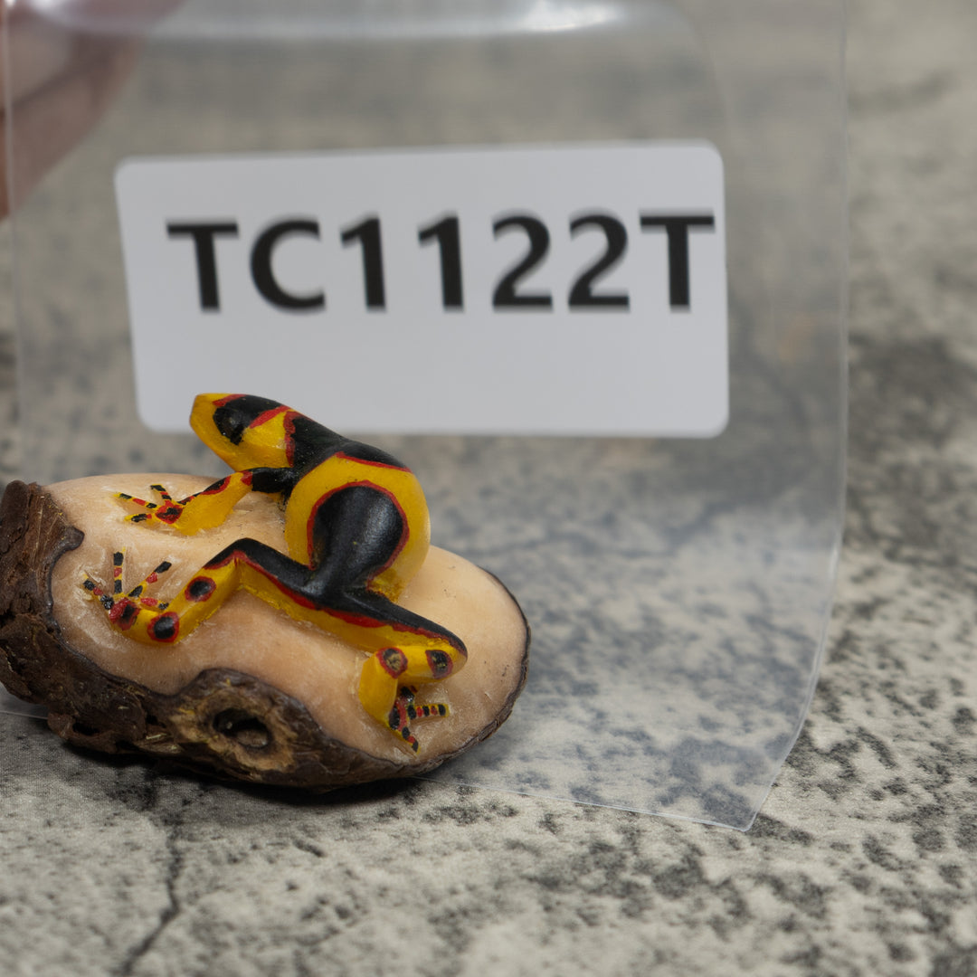 Gold Red And Black Frog Tagua Carving
