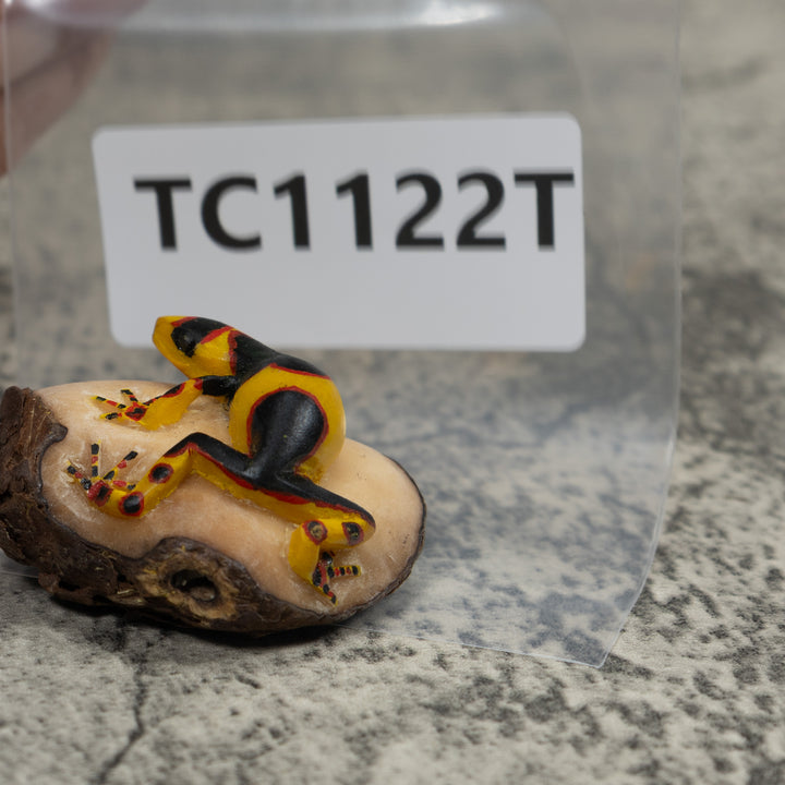 Gold Red And Black Frog Tagua Carving