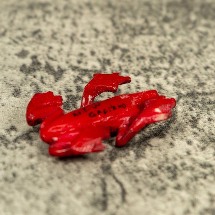 Free-Standing Red And Black Poison Dart Frog Tagua Carving