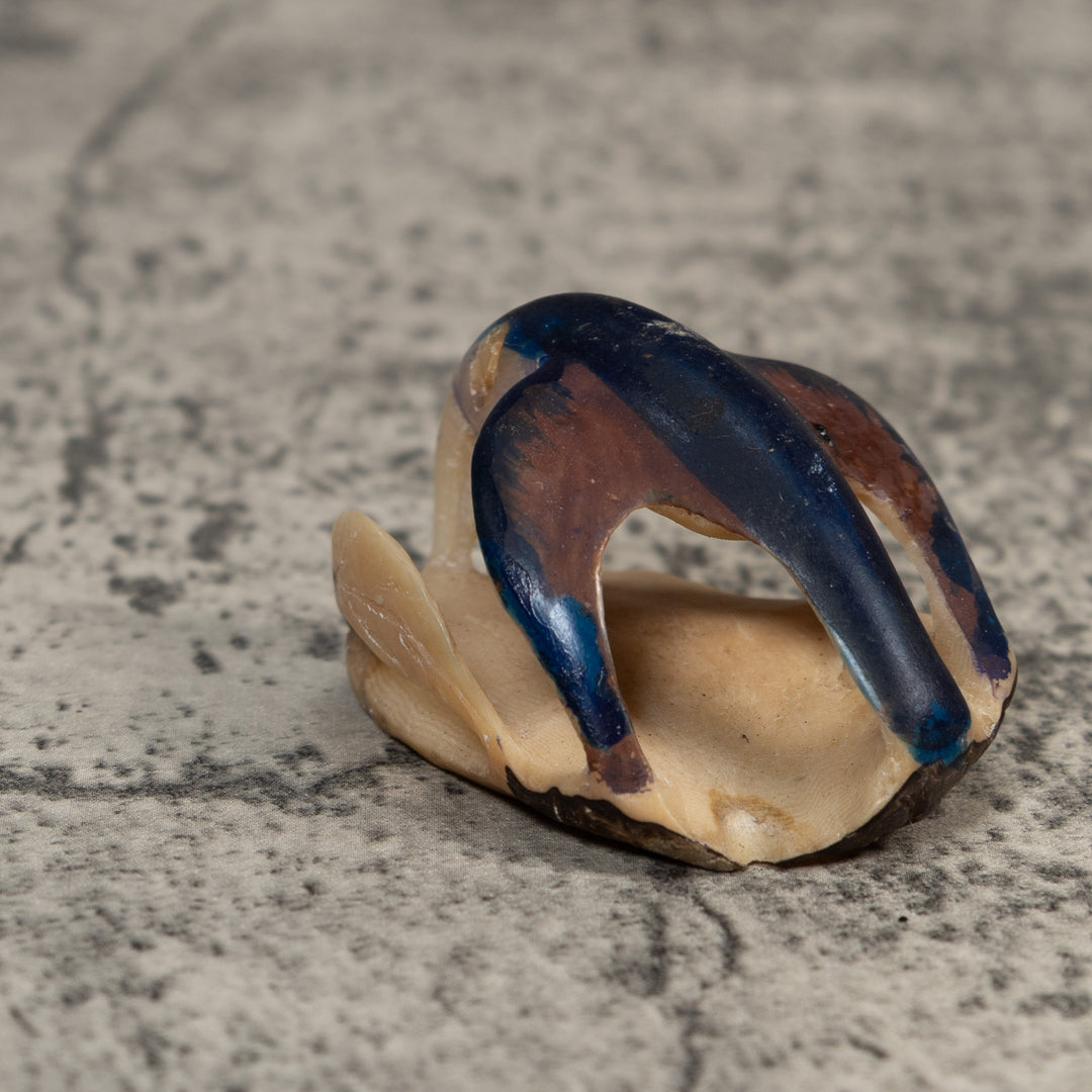 Vintage Black And Blue Bird Tagua Carving