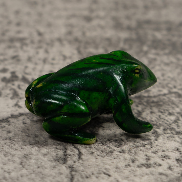 Vintage Black And Green Free-Standing Frog Tagua Carving