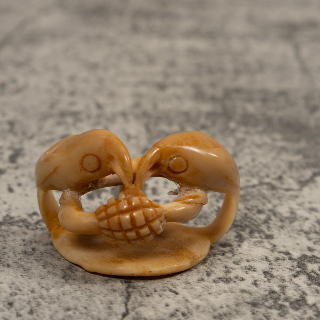 Vintage Natural Parrot Bird Tagua Carving