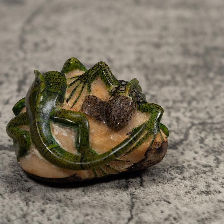 Double Long-Tail Iguana Tagua Carving