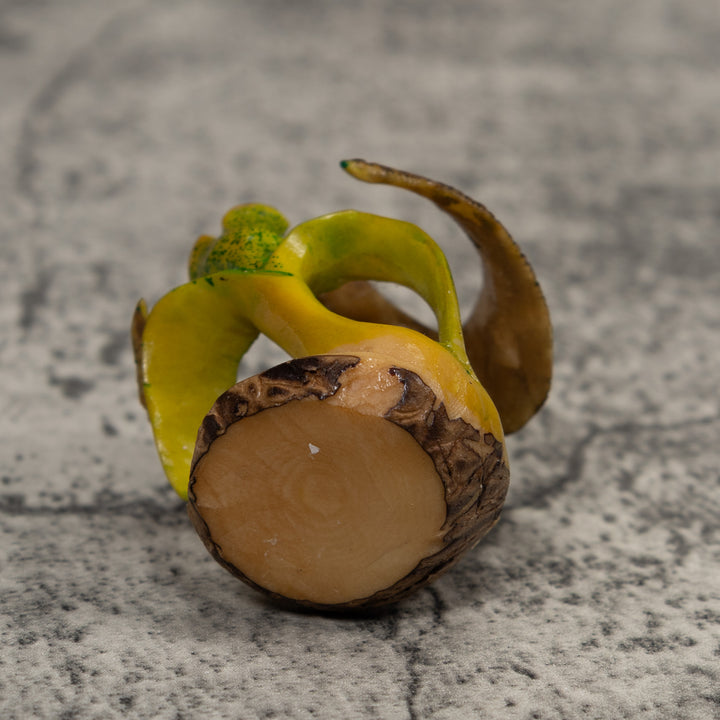 Vintage Brown Yellow And Green Hummingbird Tagua Carving