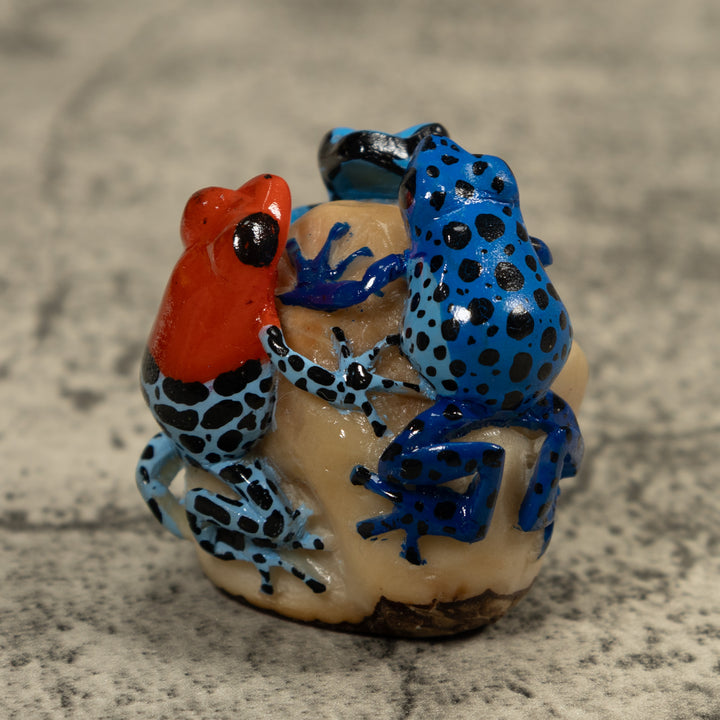 Three Poison Dart Frog Tagua Carving