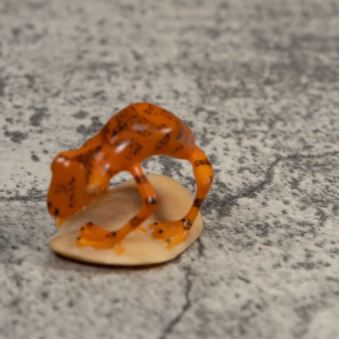 Orange And Black Undercut Frog Tagua Carving