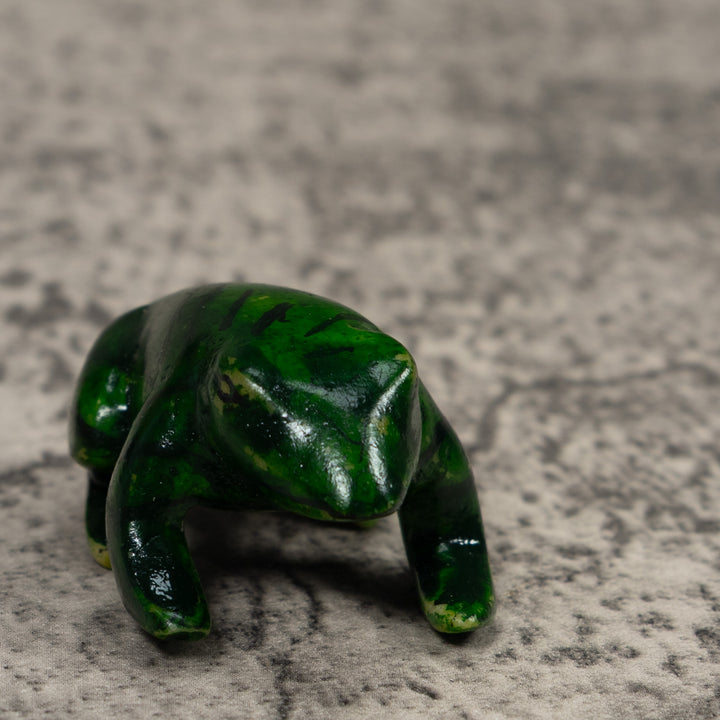 Vintage Black And Green Free-Standing Frog Tagua Carving