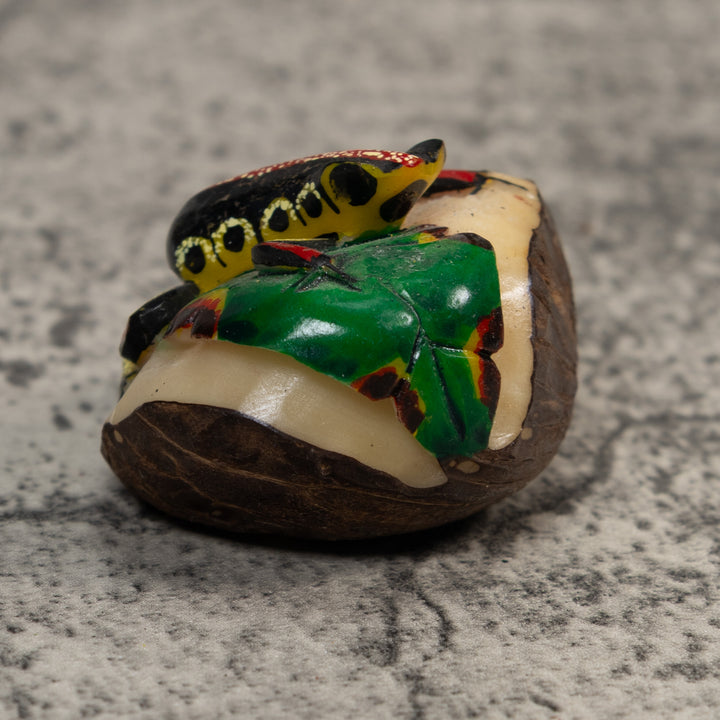 Red Yellow And Black Poison Dart Frog Tagua Carving