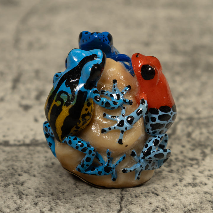 Three Poison Dart Frog Tagua Carving