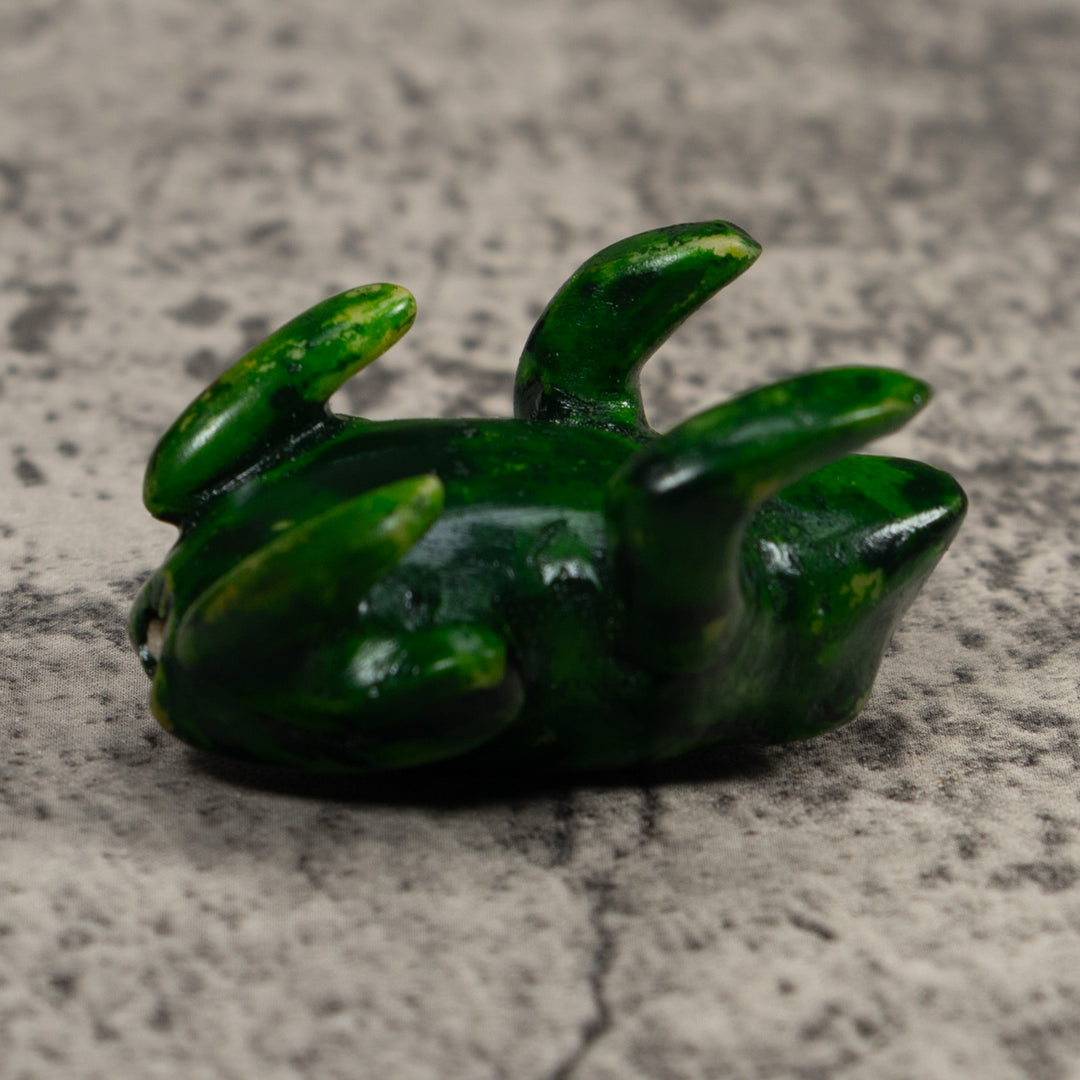 Vintage Black And Green Free-Standing Frog Tagua Carving
