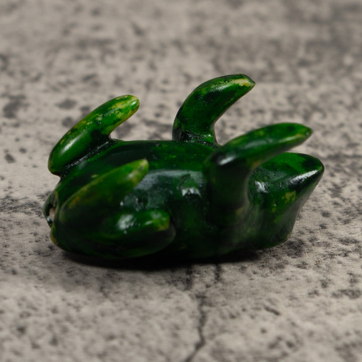 Vintage Black And Green Free-Standing Frog Tagua Carving