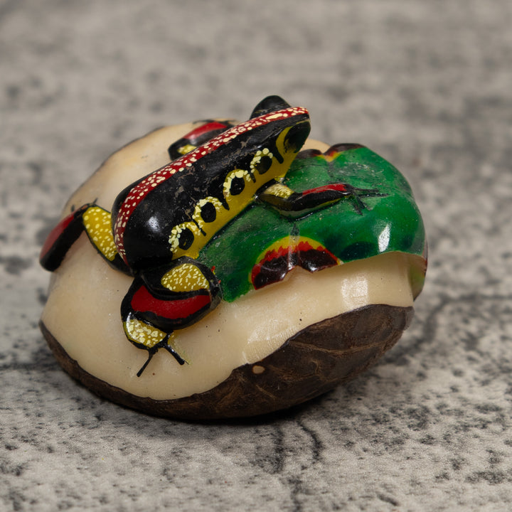 Red Yellow And Black Poison Dart Frog Tagua Carving