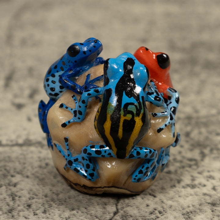 Three Poison Dart Frog Tagua Carving