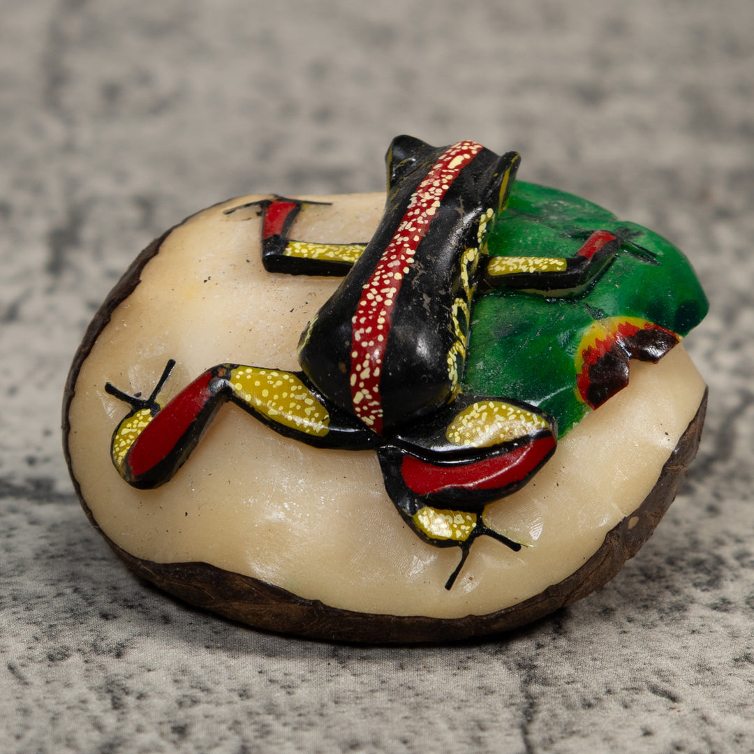Red Yellow And Black Poison Dart Frog Tagua Carving