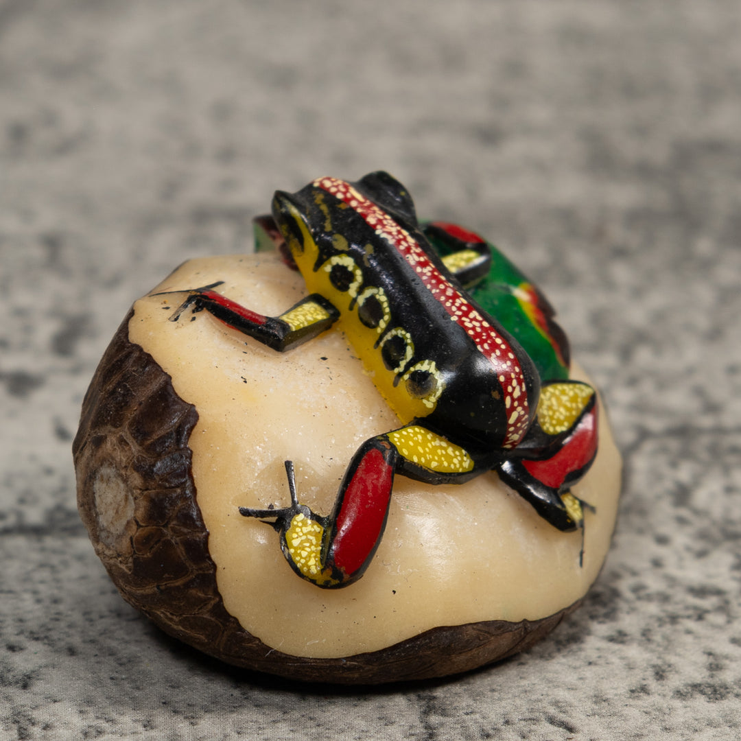 Red Yellow And Black Poison Dart Frog Tagua Carving