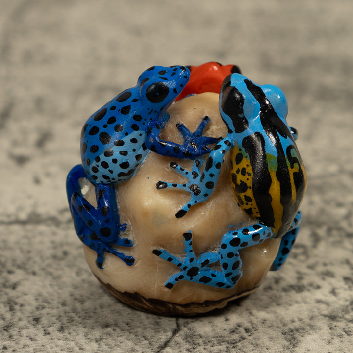 Three Poison Dart Frog Tagua Carving
