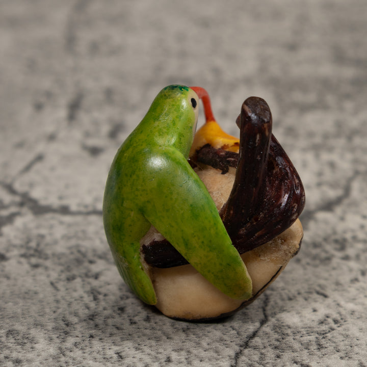 Vintage Red Yellow And Green Hummingbird Tagua Carving