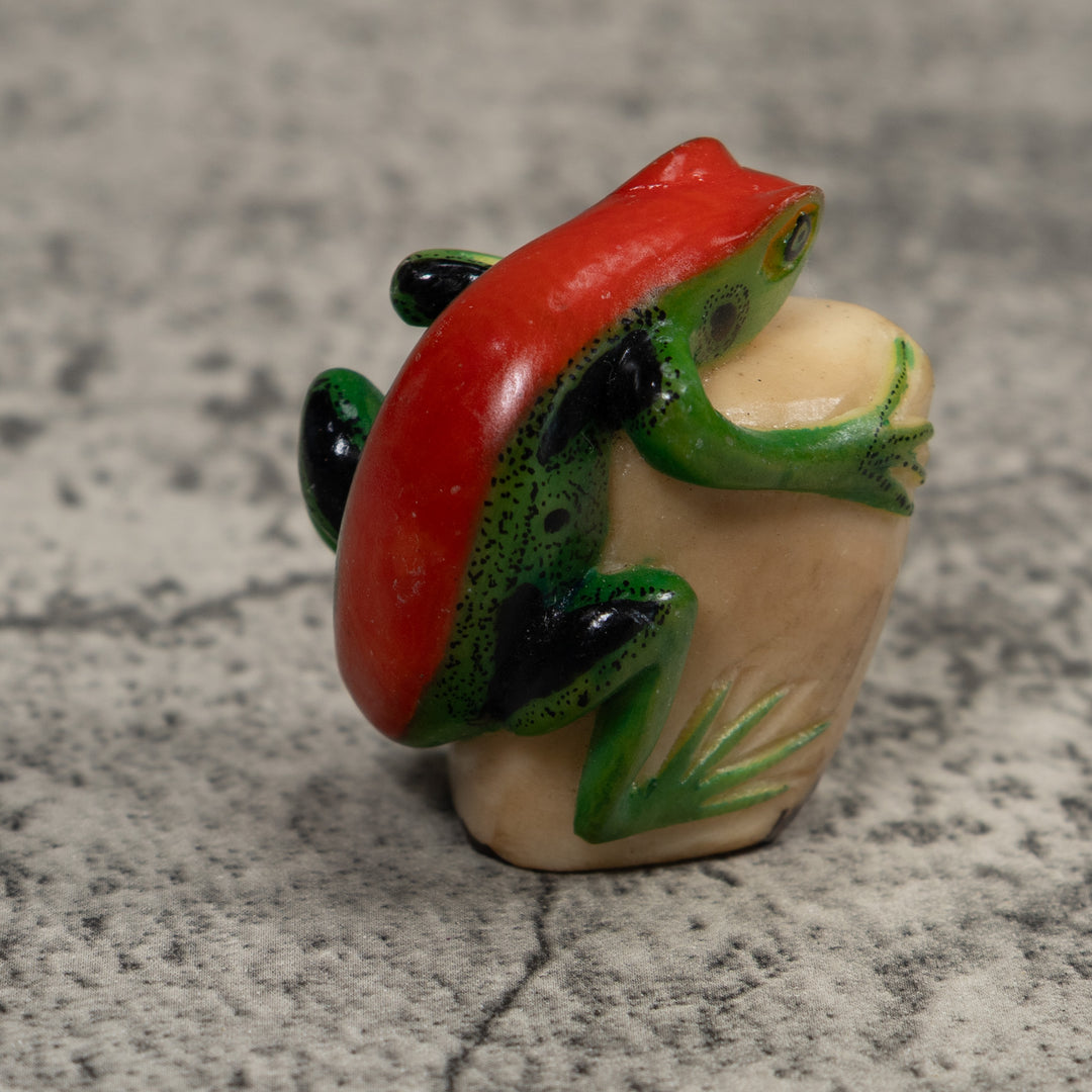 Red And Green Frog Tagua Carving