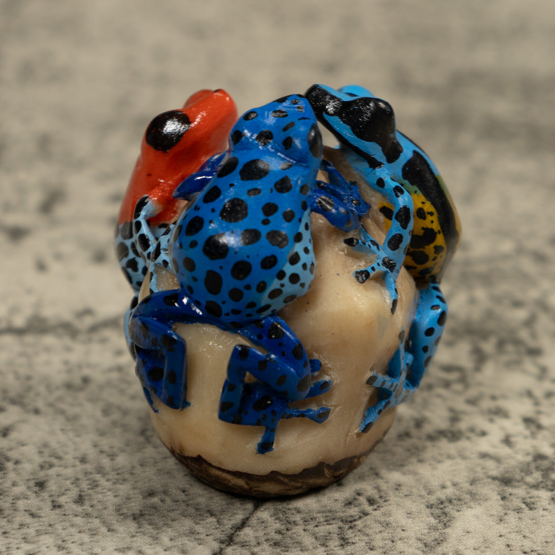 Three Poison Dart Frog Tagua Carving