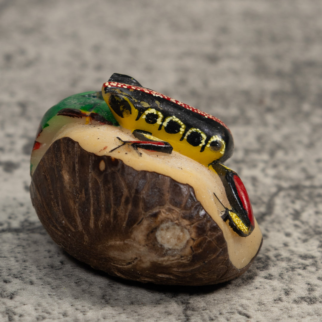 Red Yellow And Black Poison Dart Frog Tagua Carving