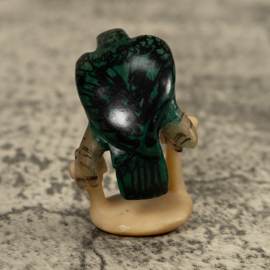 Vintage Green Parrot Bird Tagua Carving