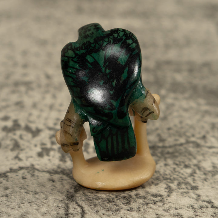 Vintage Green Parrot Bird Tagua Carving