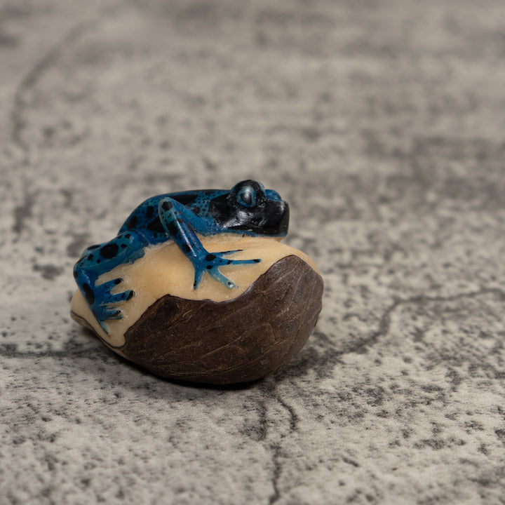 Vintage Blue And Black Poison Dart Frog Tagua Carving